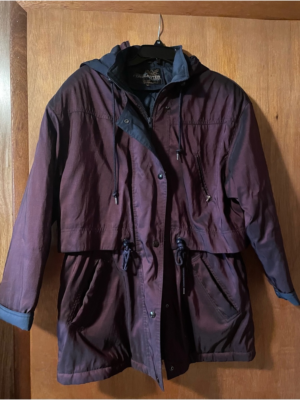 Women’s Vintage 90’s Forecaster Winter Coat. Purple. Drawstring Waist. Medium